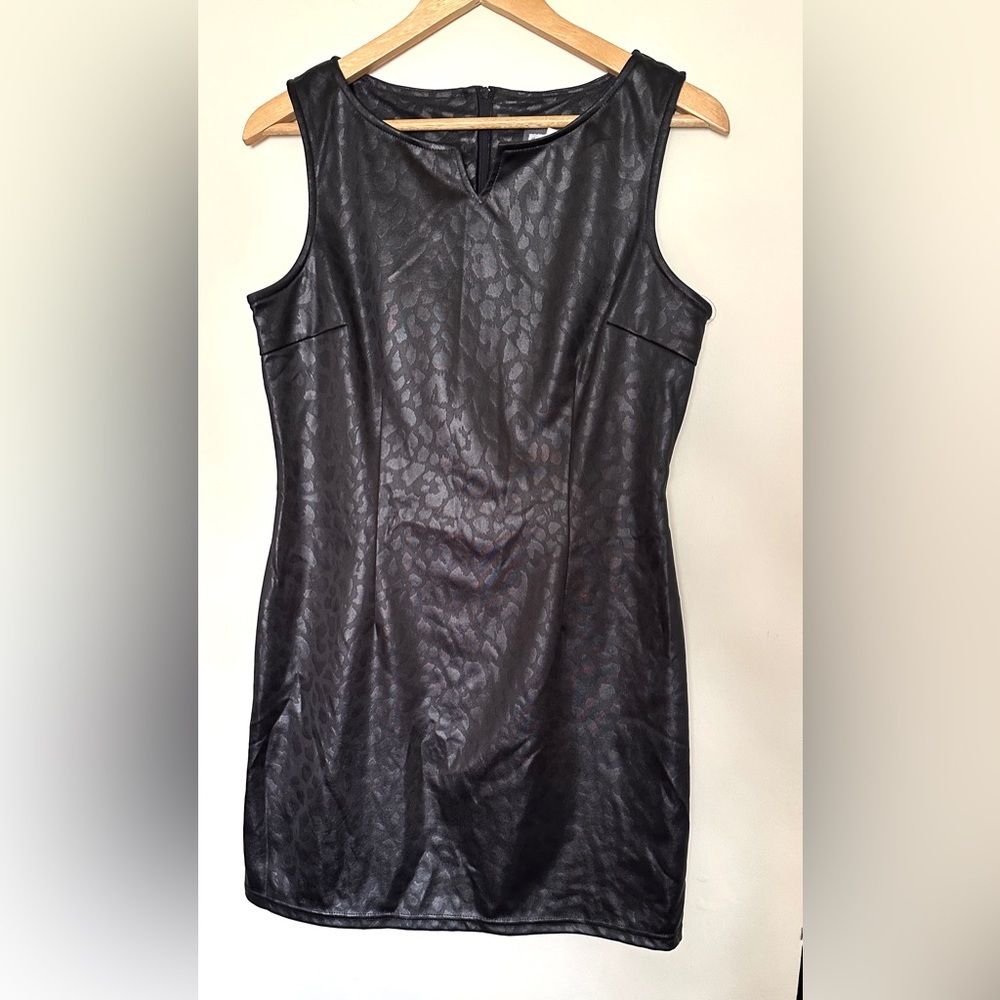 Aqua Blues Black‎ Dress Women’s Sz 13 Sleeveless Animal Print  Faux Leather